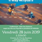 Affiche de la projection-débat autour du film "Why we cycle", vendredi 28 juin 2019 à Tours, en présence de Stein van Oosteren. @CC37 - réalisation Eszett Studio