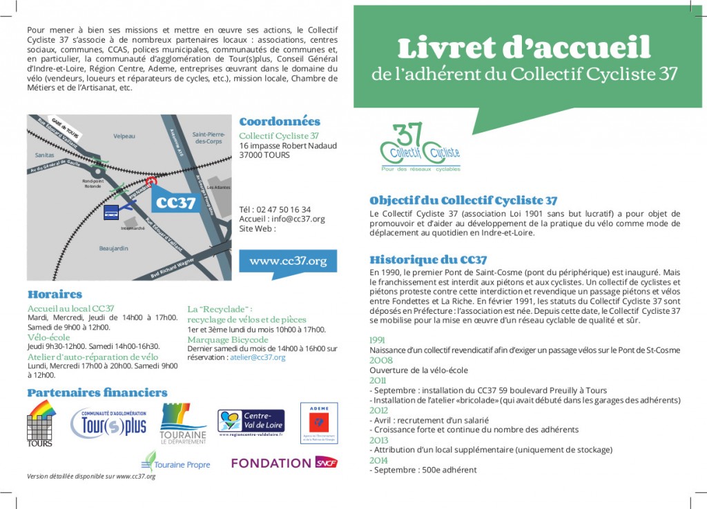 Livret d'accueil de l'adhérent (édition octobre 2015 - recto).