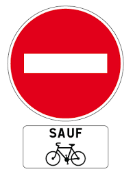 Dangers de la route à vélo  Sens_interdit_sauf_velo