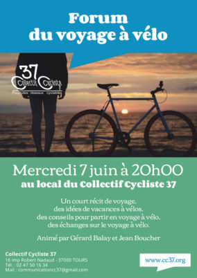 Mercredi 7 juin à 20h00 : forum du voyage à vélo