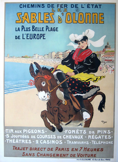 Affiche des chemins de fer de l'Etat promouvant les Sables d'Olonne.