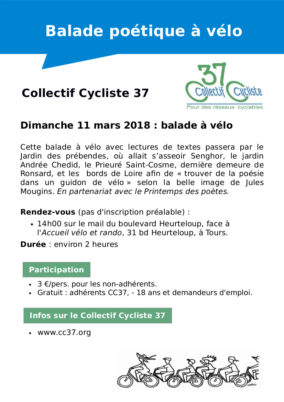 Dimanche 11 mars 2018 : balade poétique à vélo