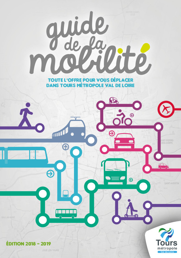 Couverture du guide de la mobilité (édition 2018-2019). @Tours Métropole Val de Loire.