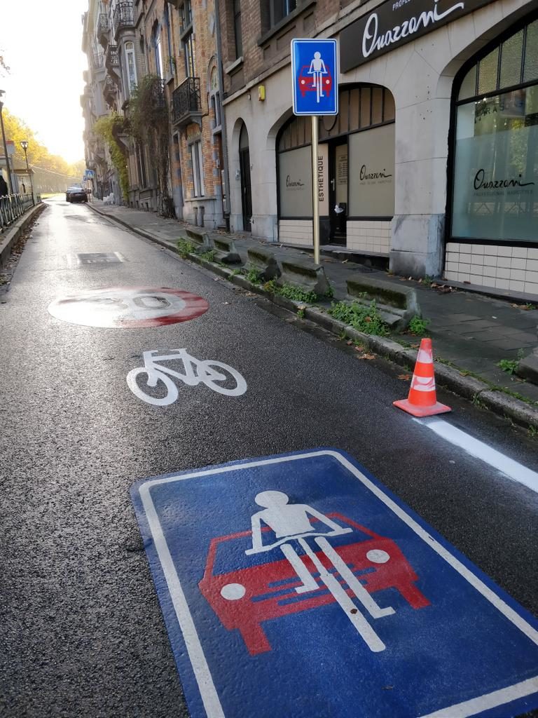 La rue cyclable du boulevard Lambermont en cours de réalisation à Schaerbeek, Bruxelles le 8 novembre 2018. @Laurent Pirotte 