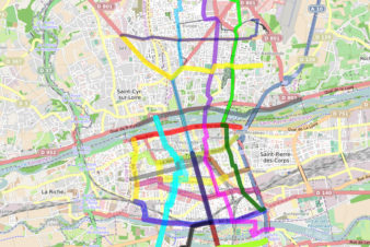 Vue globale des 21 lignes de la future carte des temps de trajets à Tours.