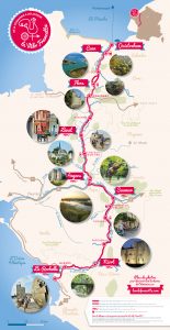 Carte de la Vélo Francette avec vignettes des principaux lieux de passage.