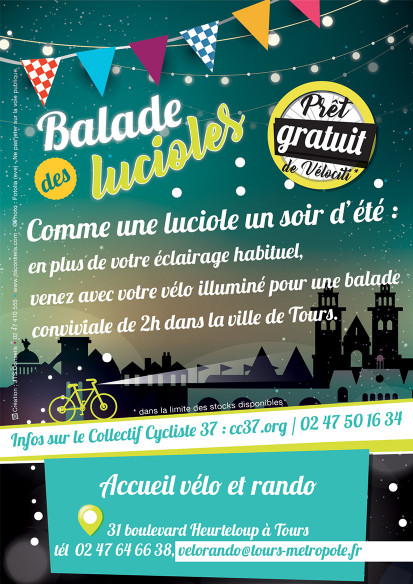 Flyer de la Balade des Lucioles du samedi 6 juillet 2019 (verso). @Syndicat des Mobilités de Touraine