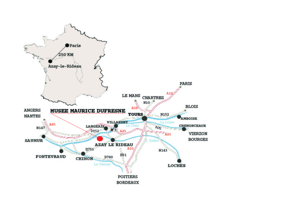 Carte précisant l'accès au Musée Maurice Dufresne. 