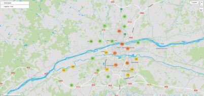 La carte du stationnement vélo sur la voie publique à Tours