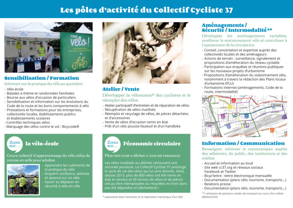 Dépliant de présentation du Collectif Cycliste 37.@CC37, septembre 2019 - une réalisation Eszett Studio.