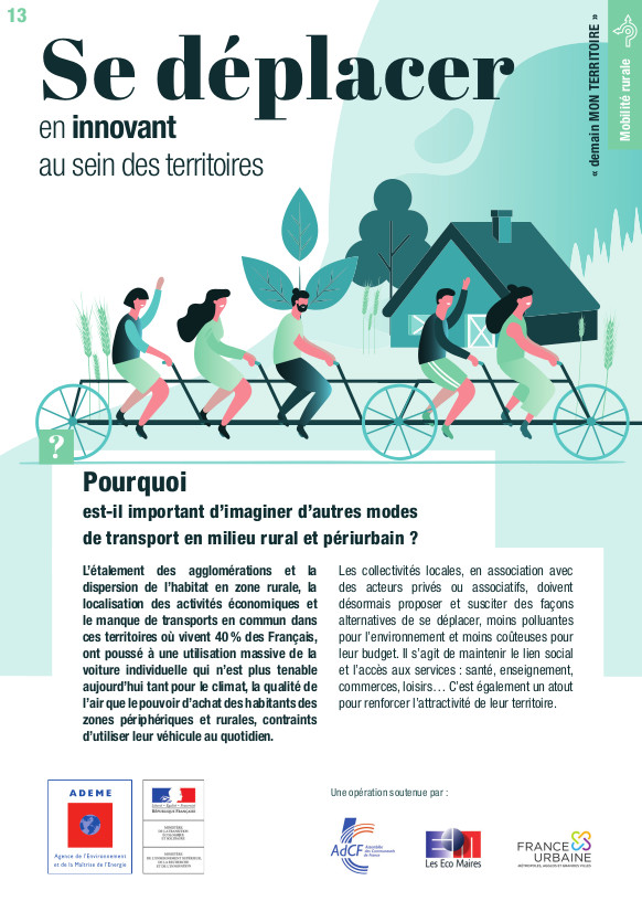 Couverture de la fiche n° 13 du recueil « Demain MON TERRITOIRE » de l'ADEME, fiches qui valorisent des solutions mises en place dans des communes et intercommunalités de différentes tailles, réparties sur l'ensemble du territoire national. @ADEME, novembre 2019.