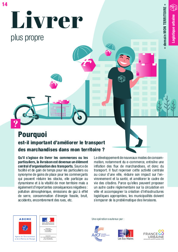 Couverture de la fiche n° 14 du recueil « Demain MON TERRITOIRE » de l'ADEME, fiches qui valorisent des solutions mises en place dans des communes et intercommunalités de différentes tailles, réparties sur l'ensemble du territoire national. @ADEME, novembre 2019.