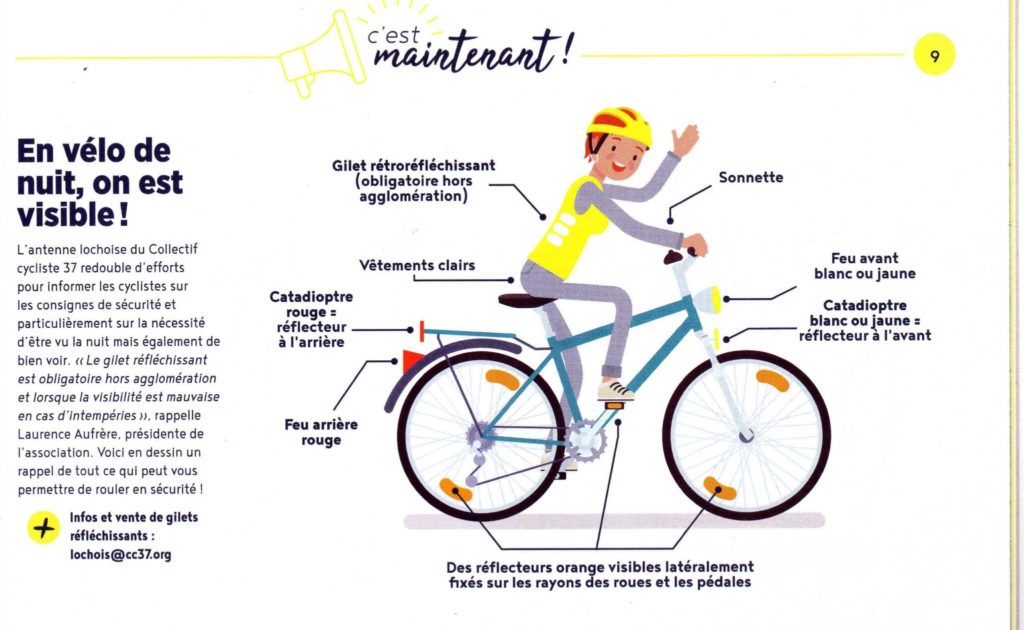 Communiqué paru dans "Le Mag de Loches Sud Touraine" - Hiver 2020 (paru en janvier 2020) sur l'éclairage des vélos à l'occasion de l'opération « Cyclistes, brillez ! » à Loches le vendredi 6 décembre 2019. @CC Loches Sud Touraine, 2019.