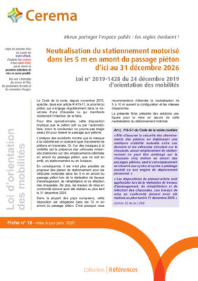 Neutralisation du stationnement motorisé dans les 5 m. en amont du passage piéton d’ici au 31 décembre 2026