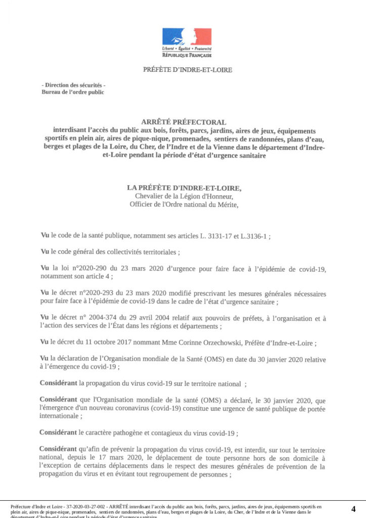 Préfecture d'Indre-et-Loire : arrêté 37-2020-03-27-002 du 27 mars 2020