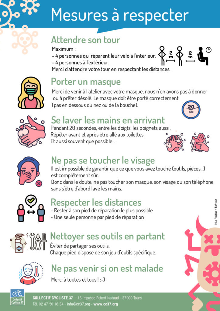 Affiche incitant au respect des gestes barrières.