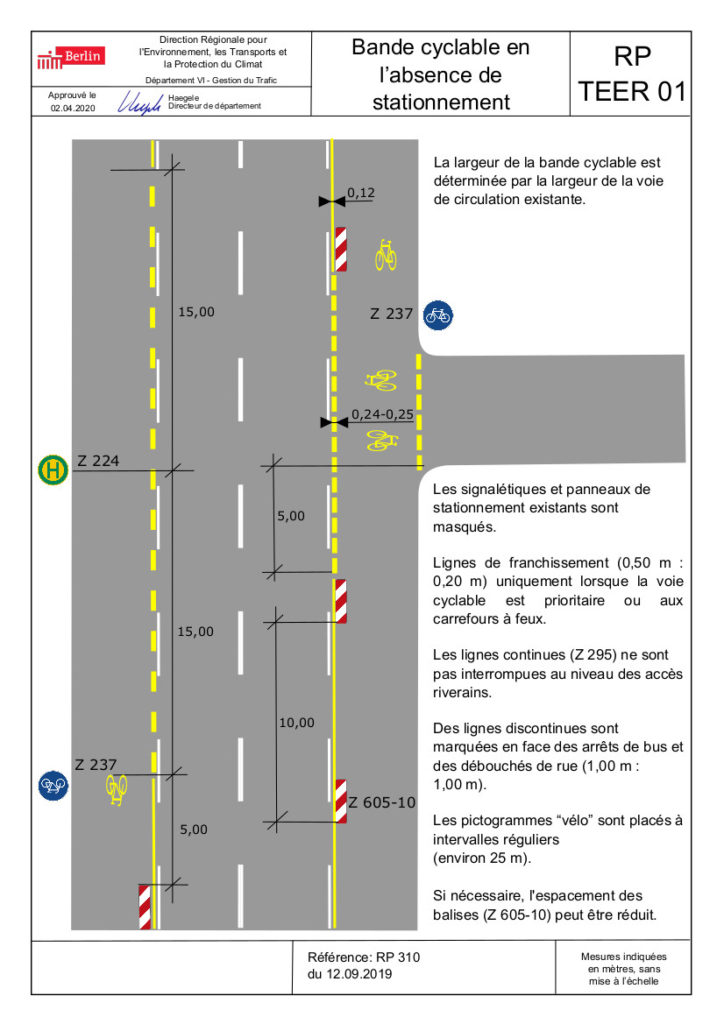 Guide technique de Berlin : "Recommandations pour la création et l’extension temporaires des infrastructures cyclables", avril 2020.