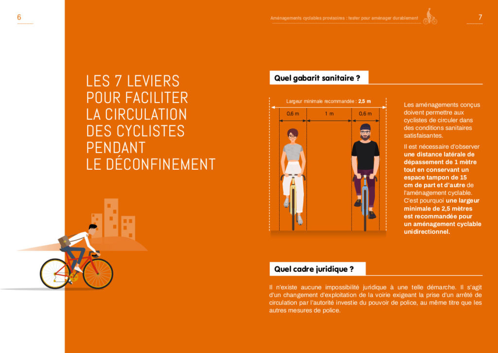 Cerema : guide express « Aménagements cyclables provisoires : tester pour aménager durablement ». Ed. Les Cahiers du Cerema, mai 2020.