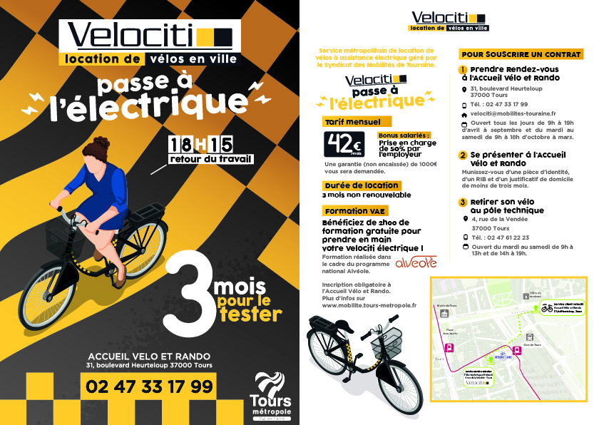 Flyer Velociti VAE. @Tours Métropole Val de Loire, 2020.