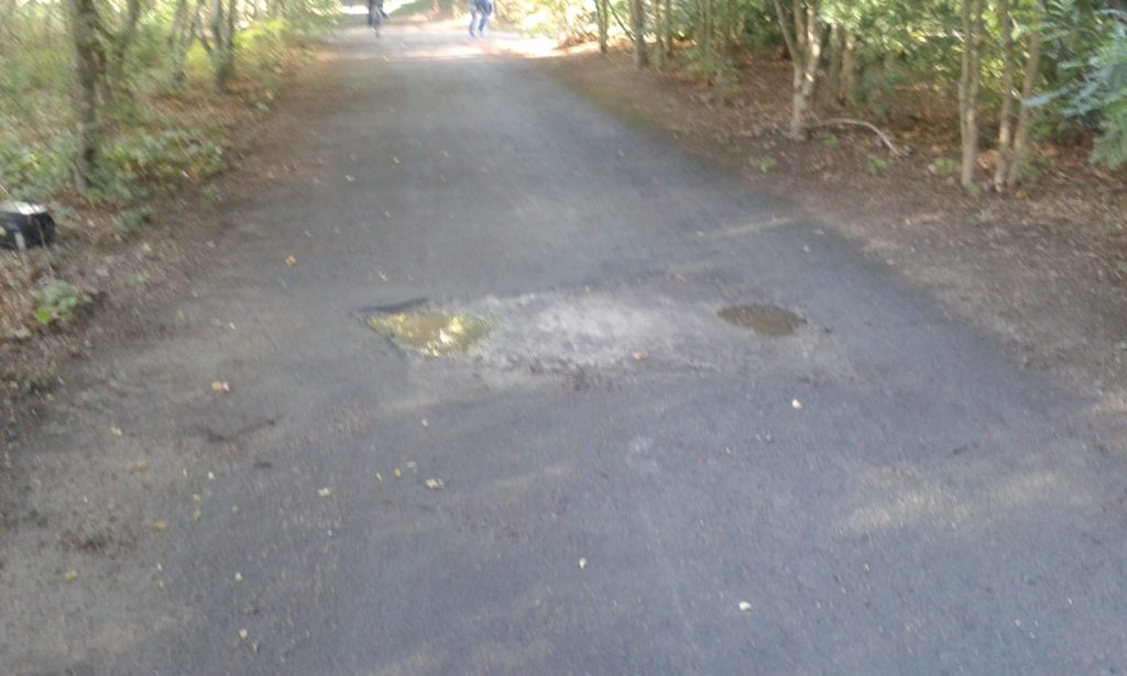 Mauvais entretien d'un aménagement cyclable : la Loire à vélo à Tours, Sainte-Radegonde. @photo : Collectif Cycliste 37, 2017.