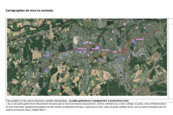 Axe cyclable n° 4 du schéma directeur cyclable métropolitain : Saint-Avertin, Chambray-lès-Tours, Joué-lès-Tours, Ballan-Miré, Druyes. @Tours Métropole Val de Loire, 2021.