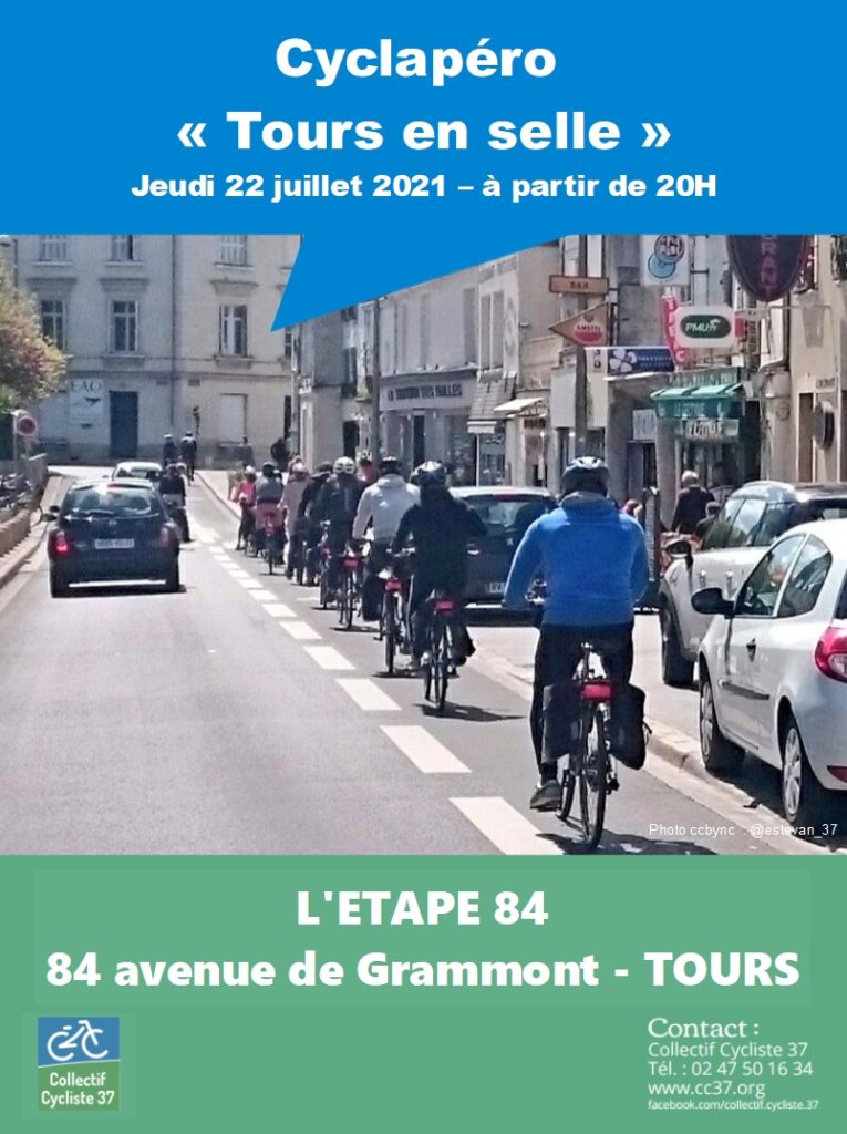Cyclapéro Tours en selle le 22 juillet 2021