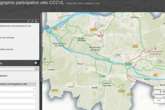 Copie écran de l'outil de cartographie participative vélo lancé par la Communauté de Communes Chinon Vienne et Loire dans le cadre d'une concertation dédiée aux aménagements cyclables.