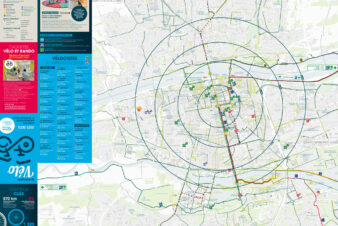 Carte "La métropole à vélo" éditée par le Syndicat des Mobilités de Touraine. Édition 2022.