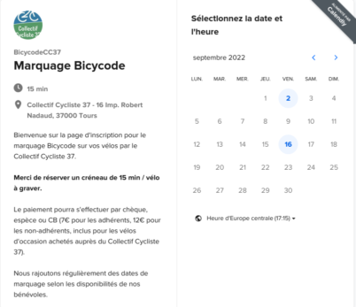 Bicycode : un nouvel outil de prise de rendez-vous en ligne pour faire marquer votre vélo