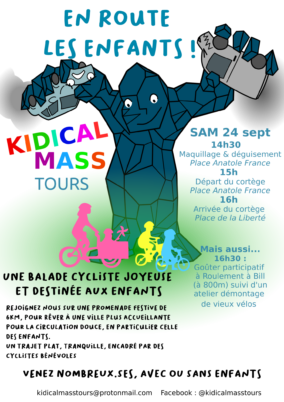 Venez nombreux à la Kidical Mass Tours le samedi 24 septembre 2022 !