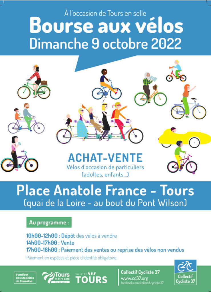 Affiche de la bourse aux vélos d’occasion du dimanche 9 octobre 2022. @CC37 / réalisation : Eszett