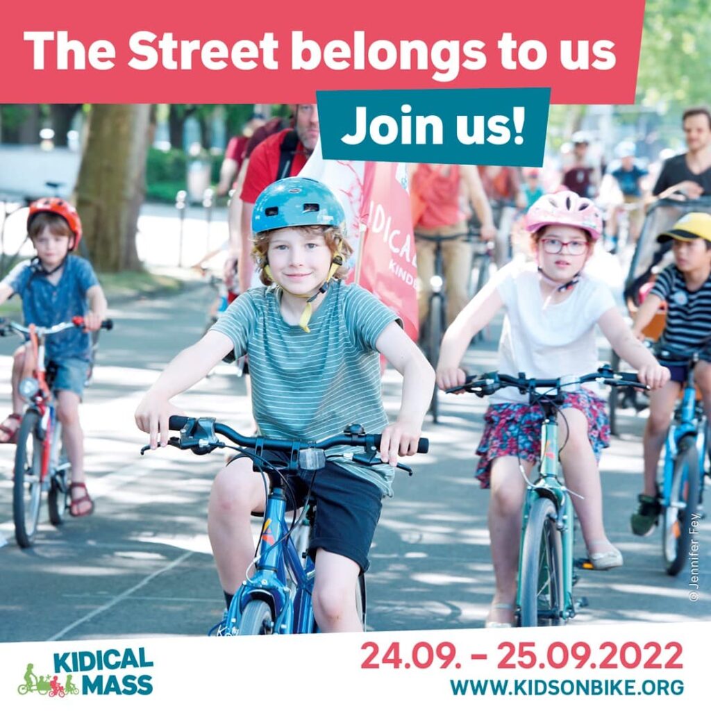 Visuel du week-end d'action Kidical Mass des 24 et 25 septembre 2022.