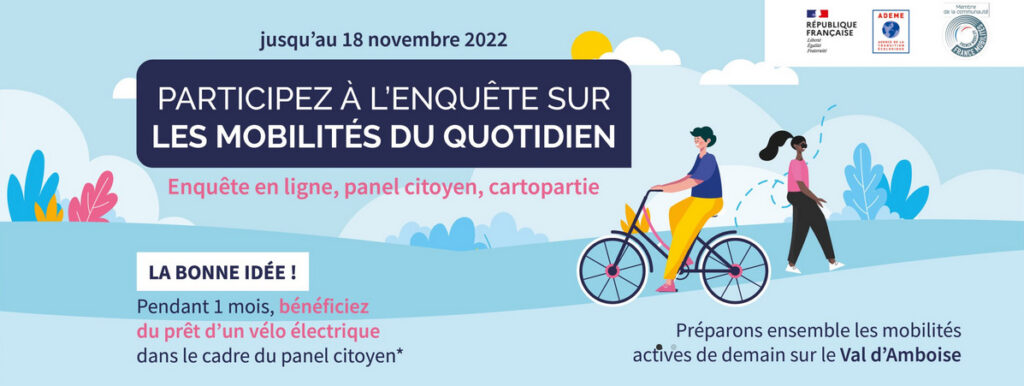 Participez à l'enquête sur les mobilités du quotidien, communauté de communes du Val d'Amboise. @CCVA, octobre 2022.
