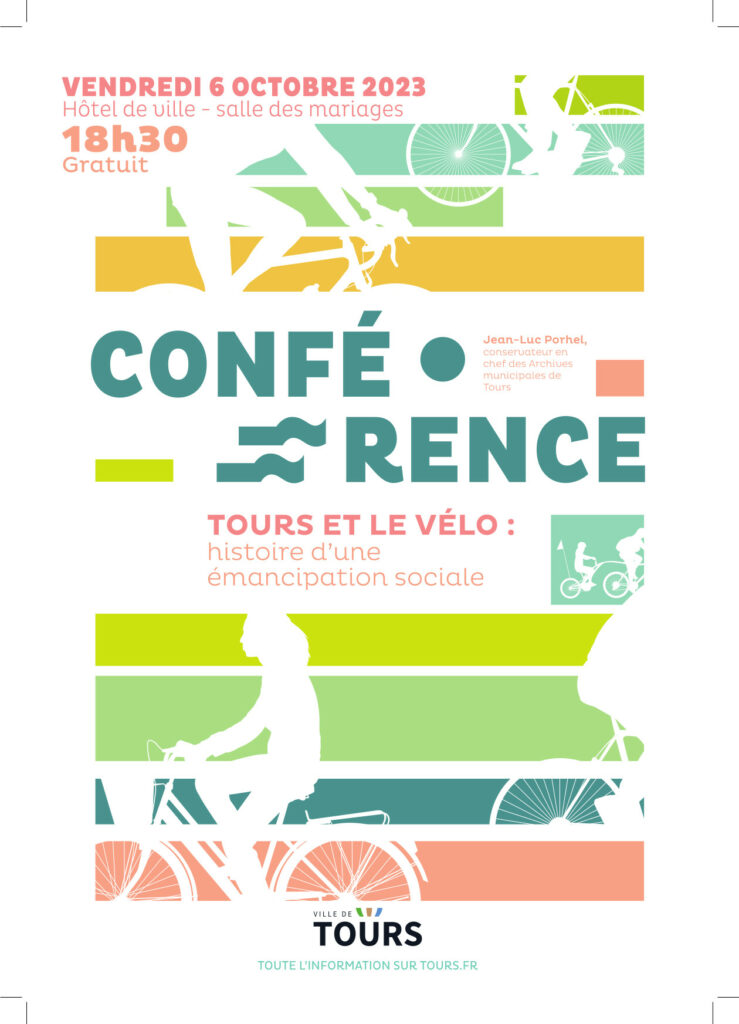 Affiche de la conférence "Tours et le vélo : histoire d'une émancipation sociale", vendredi 6 octobre 2023.