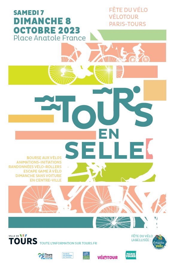 Affiche de "Tours en selle", samedi 7 et dimanche 8 octobre 2023, place Anatole France, à Tours.
