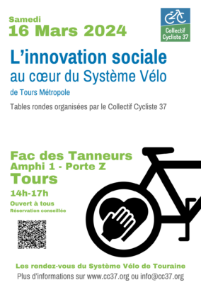 Samedi 16 mars 2024 : tables rondes « L’innovation sociale au cœur du système vélo de Tours Métropole »