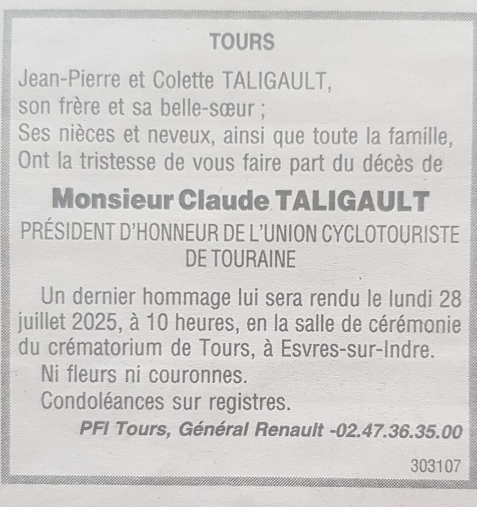 Avis de décès de la Nouvelle République, 24 juillet 2025.