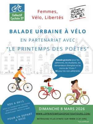 Dimanche 8 mars 2026 : balade à vélo « Femmes, vélo, libertés » en partenariat avec le Printemps des Poètes