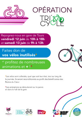 Opération solidaire et environnementale « Tri’Cycle » : vendredi 12 juin et samedi 13 juin 2026 en gare de Tours