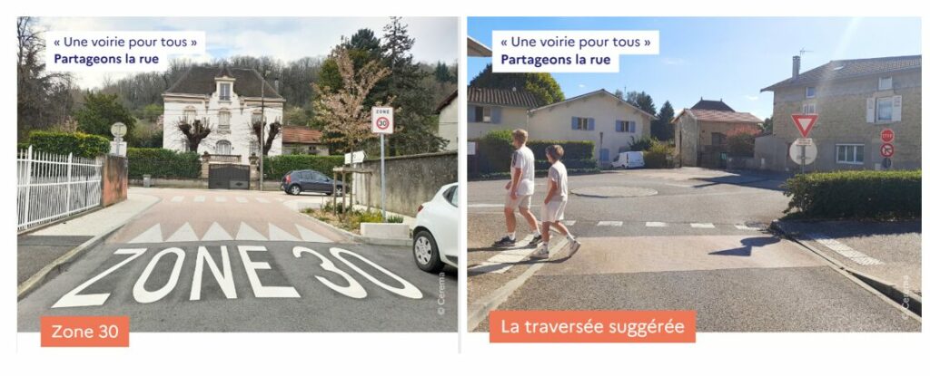 Exemple "Les réflexes à adopter" issu de la brève "la traversée suggérée". Cerema, CC-BY, 2026.