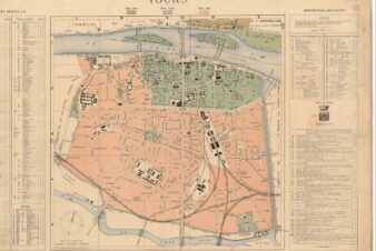Tours / dressé par H. Deniau dessinateur entre 1876 et 1898, on voit encore le ruisseau de l’archevêque. Le jardin des Prébendes et le jardin botanique existent déjà.